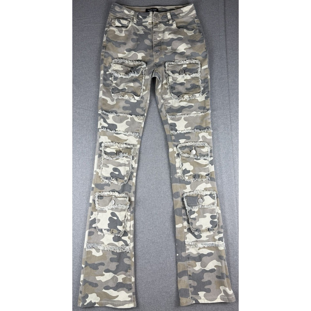 Redfox Jeans Camo Cargo Pocket Flare Pants Women's Medium Y2K Stretch